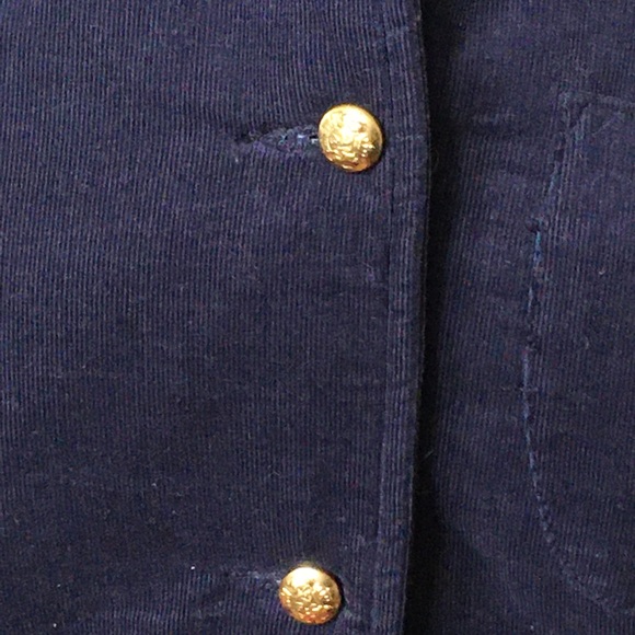 Vintage 70s Lanz Navy Blue Corduroy Gold Button Jacket High Neck Puff Sleeve S - Picture 2 of 7